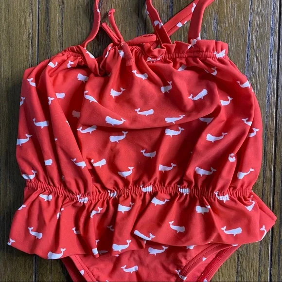 Gap red white ruffle one piece swimsuit - Picture 3 of 5